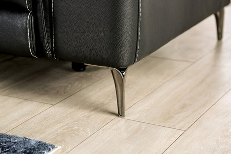 Ascona Black Leatherette Power Reclining Sofa & Loveseat - Ornate Home