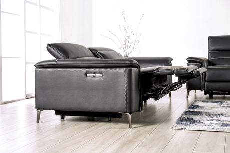 Ascona Black Leatherette Power Reclining Sofa & Loveseat - Ornate Home