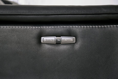 Ascona Black Leatherette Power Reclining Sofa & Loveseat - Ornate Home