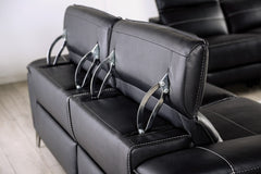 Ascona Black Leatherette Power Reclining Sofa & Loveseat - Ornate Home