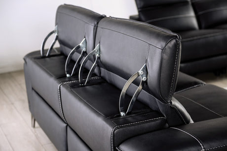 Ascona Black Leatherette Power Reclining Sofa & Loveseat - Ornate Home