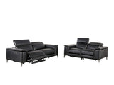 Ascona Black Leatherette Power Reclining Sofa & Loveseat - Ornate Home