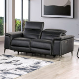 Ascona Black Leatherette Power Reclining Sofa & Loveseat - Ornate Home