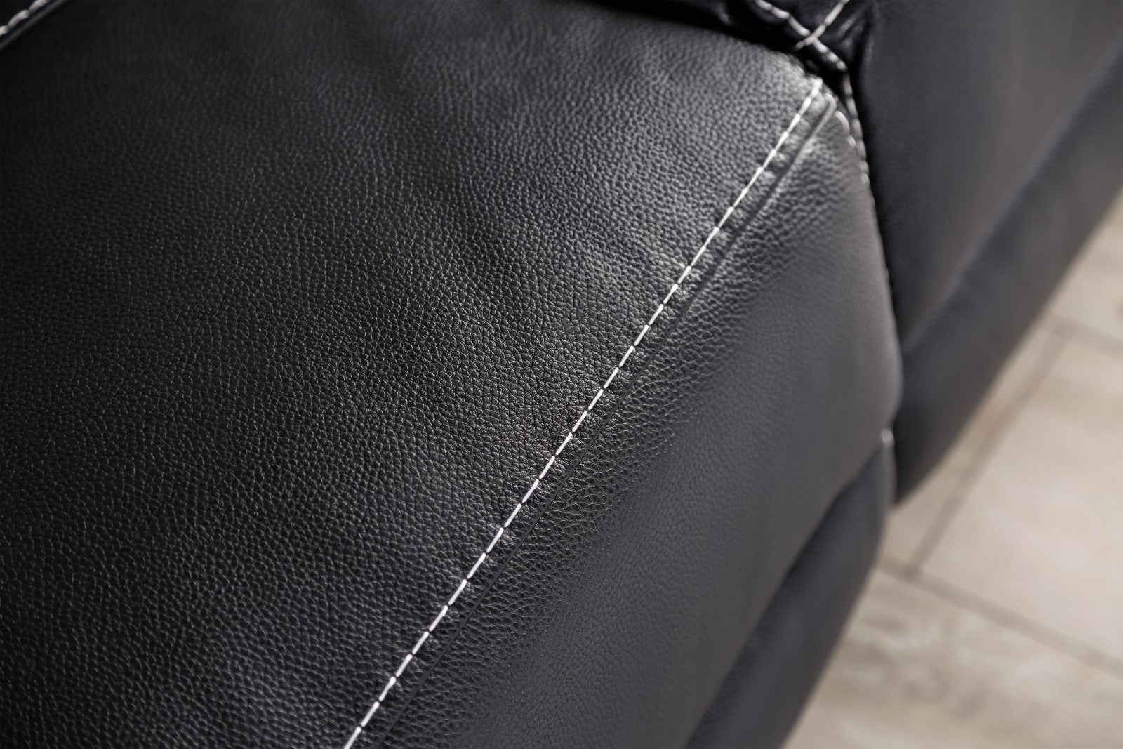 Ascona Black Leatherette Power Reclining Sofa & Loveseat - Ornate Home