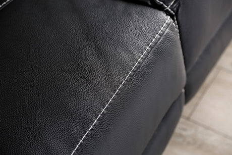 Ascona Black Leatherette Power Reclining Sofa & Loveseat - Ornate Home