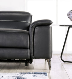 Ascona Black Leatherette Power Reclining Sofa & Loveseat - Ornate Home
