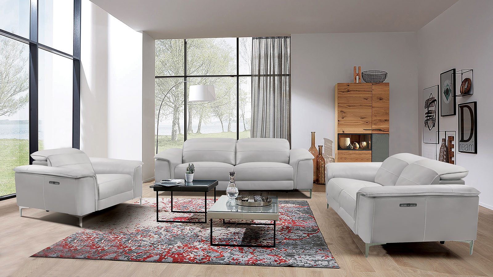 Ascona Light Taupe Leatherette Power Loveseat - Ornate Home
