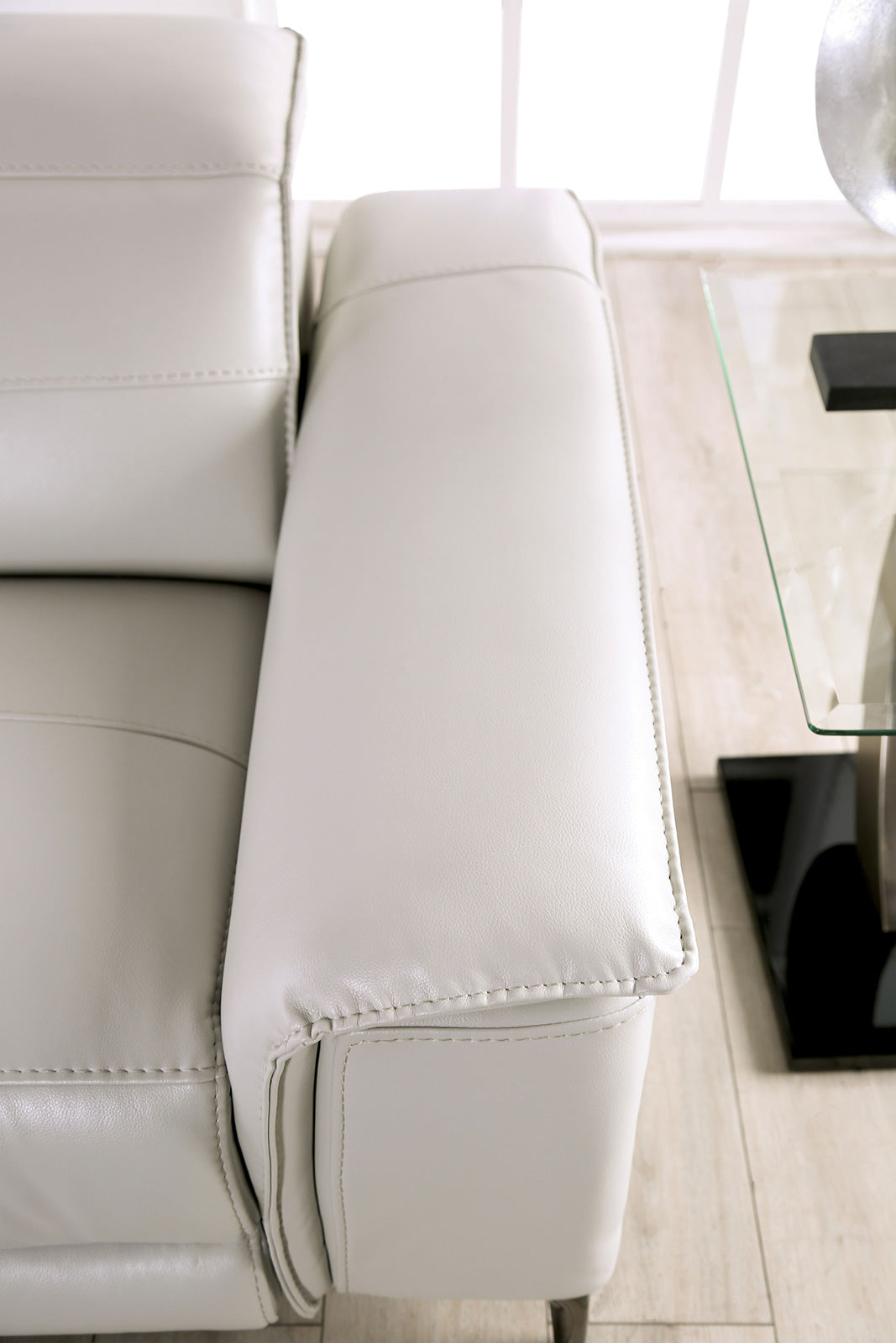 Ascona Light Taupe Leatherette Power Loveseat - Ornate Home