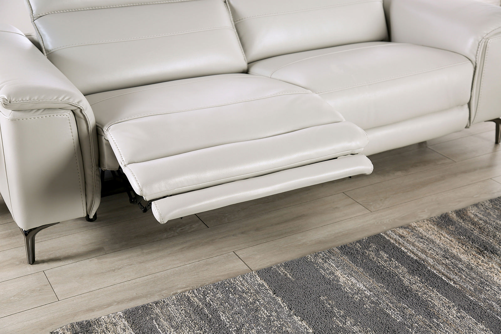 Ascona Light Taupe Leatherette Power Loveseat - Ornate Home