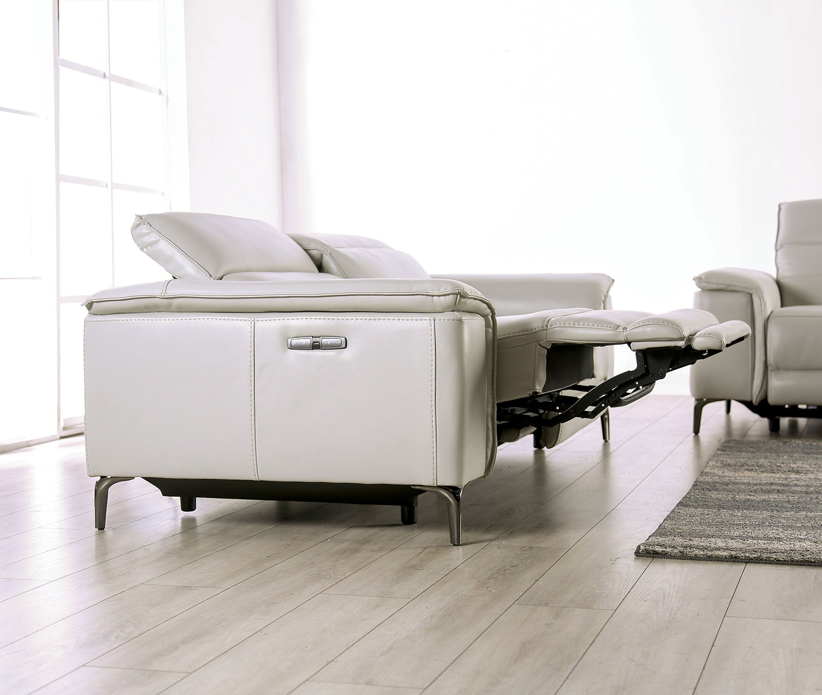 Ascona Light Taupe Leatherette Power Loveseat - Ornate Home