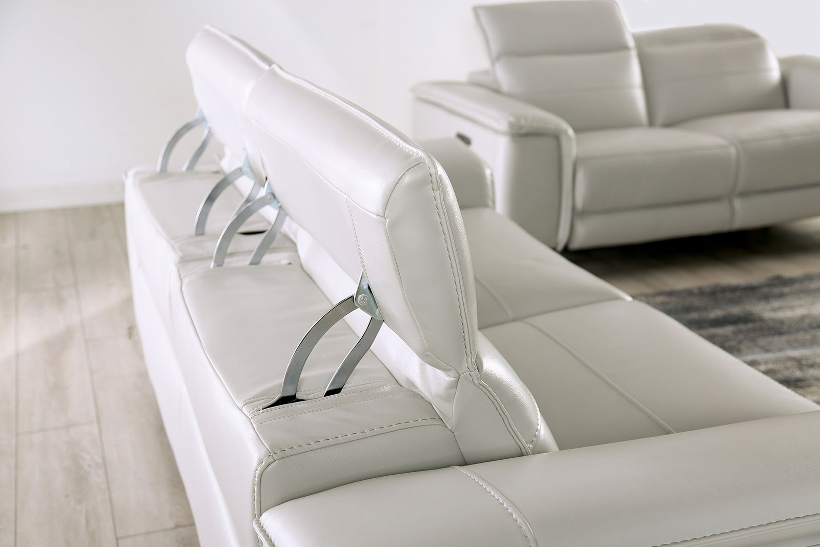 Ascona Light Taupe Leatherette Power Loveseat - Ornate Home