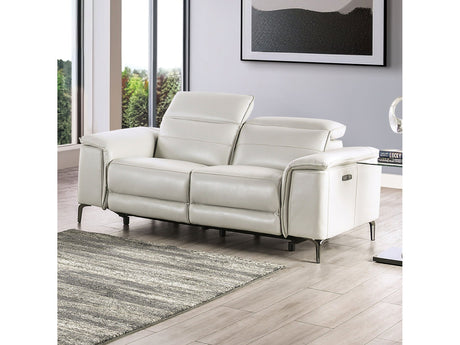 Ascona Light Taupe Leatherette Power Loveseat - Ornate Home