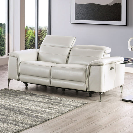 Ascona Light Taupe Leatherette Power Reclining Sofa & Loveseat - Ornate Home