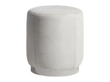 Ash White/Cream Leather Ottoman - Ornate Home