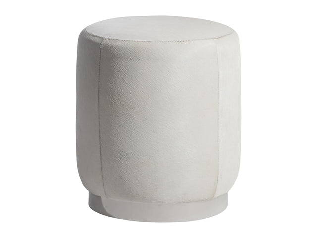 Ash White/Cream Leather Ottoman - Ornate Home