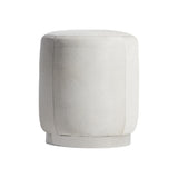 Ash White/Cream Leather Ottoman - Ornate Home