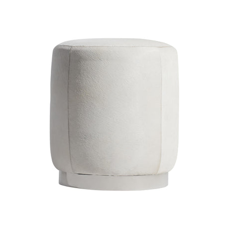 Ash White/Cream Leather Ottoman - Ornate Home