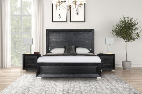 Ashbourne Black Queen 5 Piece Bedroom Set w/2 Nightstands - Ornate Home