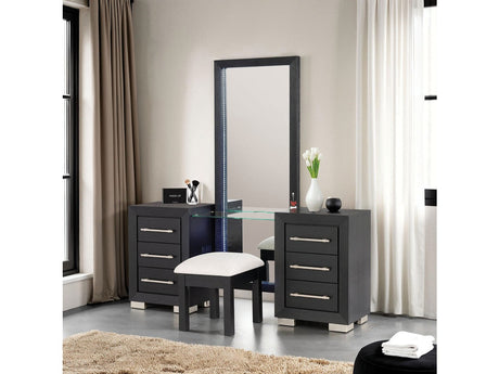 Ashbourne Black Vanity w/ Stool - Ornate Home