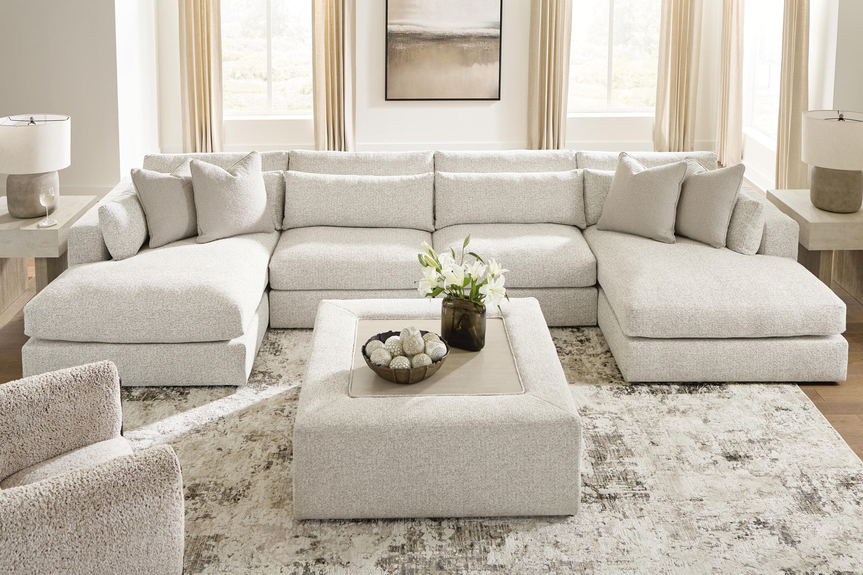 Ashbourne Estate Snowstone 4-Piece Double Chaise Sectional (Online Special Price) - Ornate Home