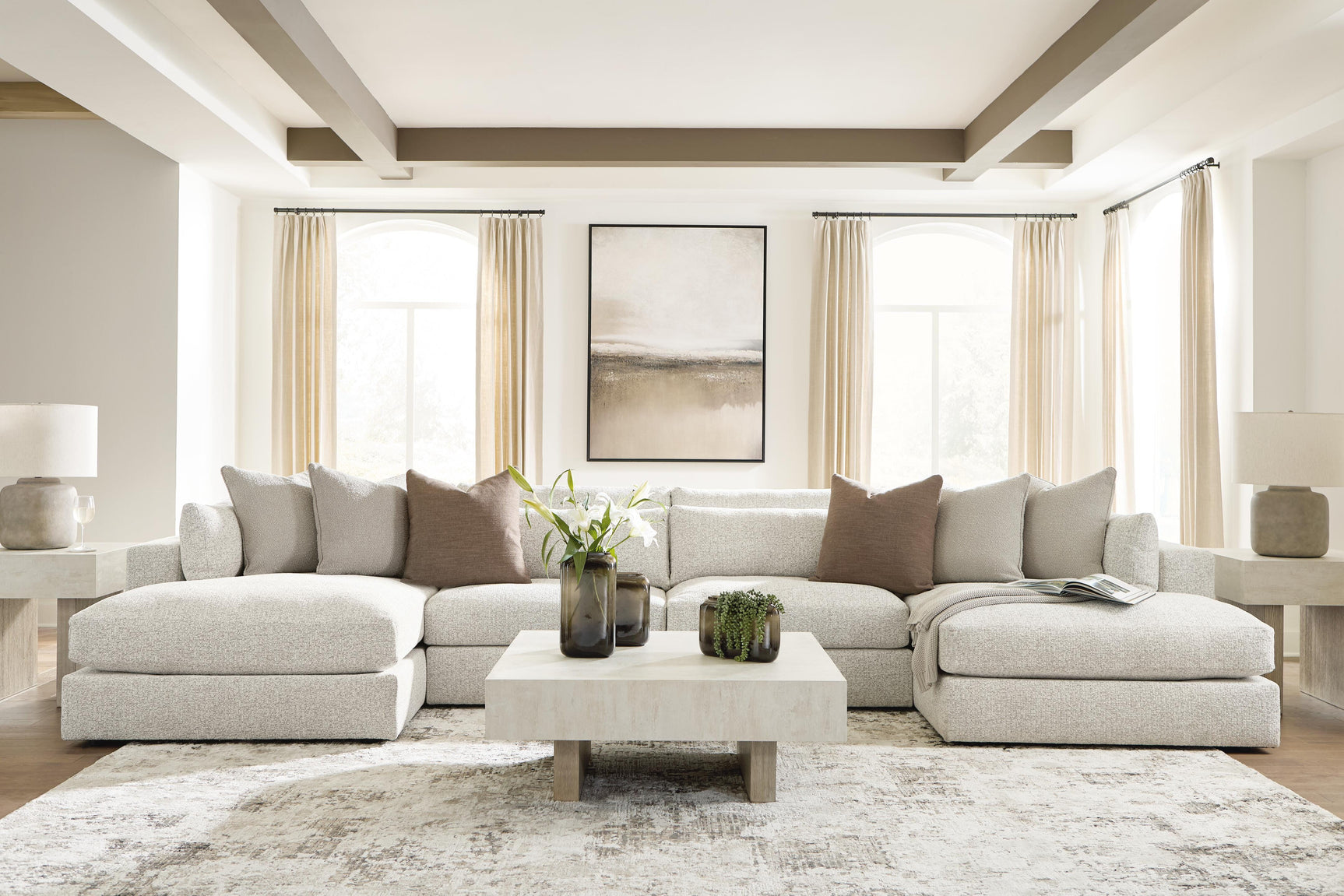 Ashbourne Estate Snowstone 4-Piece Double Chaise Sectional (Online Special Price) - Ornate Home