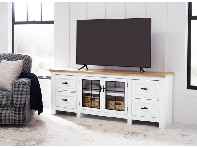 Ashbryn White/Natural 74" TV Stand (Online Special Price) - Ornate Home