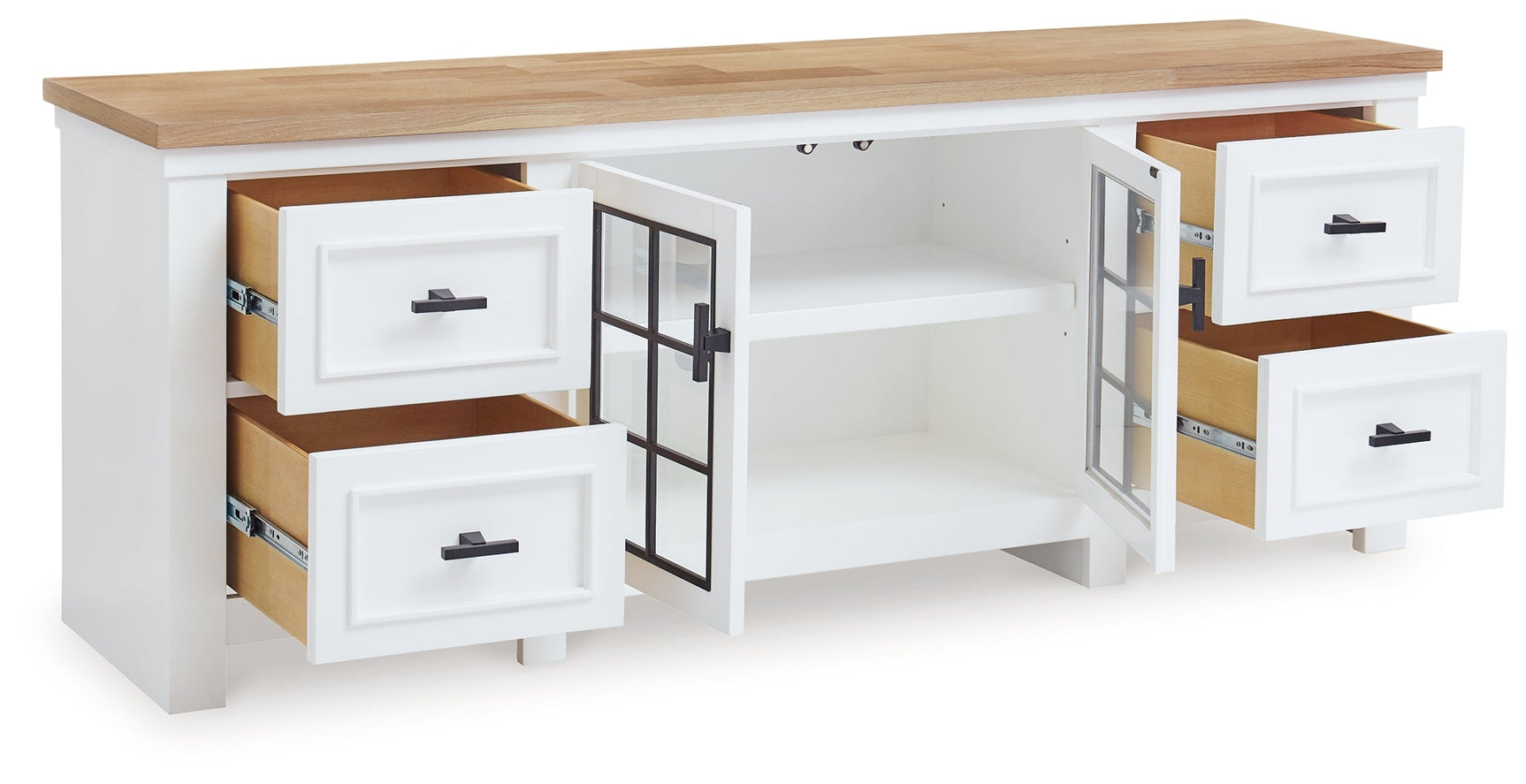 Ashbryn White/Natural 74" TV Stand (Online Special Price) - Ornate Home