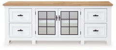 Ashbryn White/Natural 74" TV Stand - Ornate Home