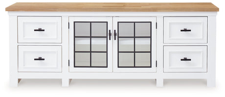 Ashbryn White/Natural 74" TV Stand - Ornate Home