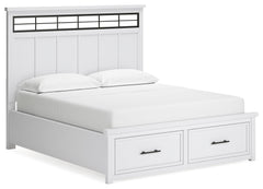 Ashbryn White/Natural California King Panel Storage Bedroom Set with Dresser and Mirror - Ornate Home