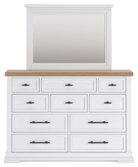 Ashbryn White/Natural California King Panel Storage Bedroom Set with Dresser and Mirror - Ornate Home