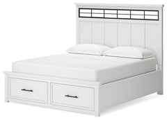 Ashbryn White/Natural California King Panel Storage Bedroom Set with Dresser and Mirror - Ornate Home