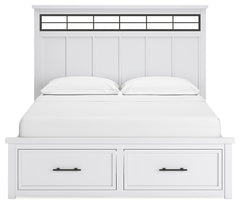 Ashbryn White/Natural California King Panel Storage Bedroom Set with Dresser and Mirror - Ornate Home
