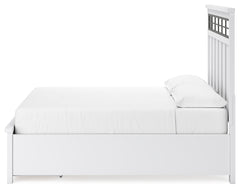 Ashbryn White/Natural California King Panel Storage Bedroom Set with Dresser and Mirror - Ornate Home