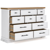 Ashbryn White/Natural Dresser w/ 10 Drawers (Online Special Price) - Ornate Home