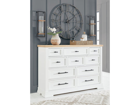 Ashbryn White/Natural Dresser w/ 10 Drawers - Ornate Home
