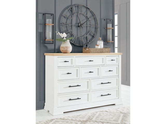 Ashbryn White/Natural Dresser w/ 10 Drawers - Ornate Home