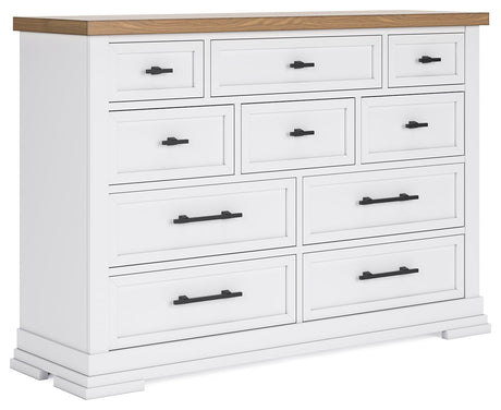 Ashbryn White/Natural Dresser w/ 10 Drawers - Ornate Home
