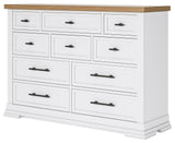Ashbryn White/Natural Dresser w/ 10 Drawers - Ornate Home