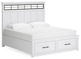 Ashbryn White/Natural King Panel Bedroom Set with Dresser, Mirror and 2 Nightstands (Online Special Price) - Ornate Home
