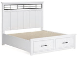 Ashbryn White/Natural King Panel Bedroom Set with Dresser, Mirror and 2 Nightstands (Online Special Price) - Ornate Home
