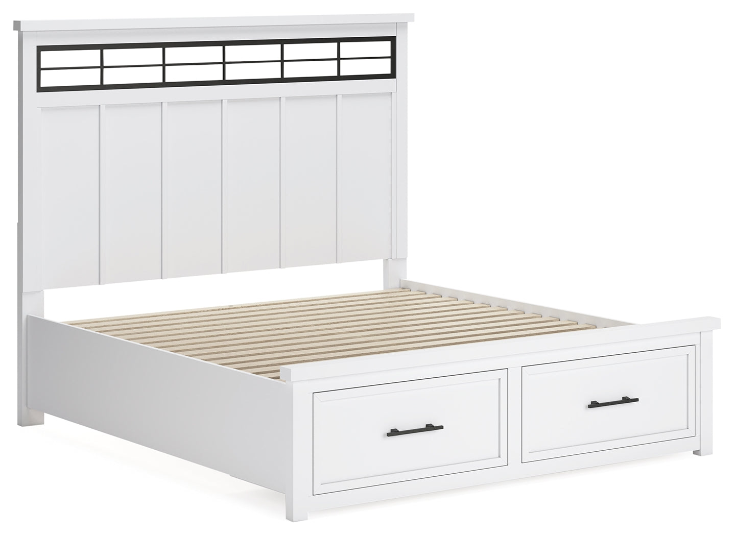 Ashbryn White/Natural King Panel Bedroom Set with Dresser, Mirror and 2 Nightstands (Online Special Price) - Ornate Home