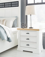 Ashbryn White/Natural King Panel Bedroom Set with Dresser, Mirror and 2 Nightstands (Online Special Price) - Ornate Home