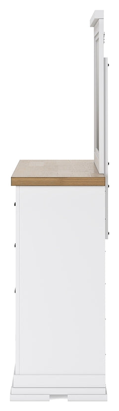 Ashbryn White/Natural King Panel Bedroom Set with Dresser, Mirror and 2 Nightstands - Ornate Home