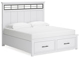 Ashbryn White/Natural King Panel Bedroom Set with Dresser, Mirror and 2 Nightstands - Ornate Home