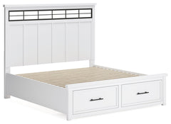 Ashbryn White/Natural King Panel Bedroom Set with Dresser, Mirror and 2 Nightstands - Ornate Home