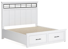 Ashbryn White/Natural King Panel Storage Bed - Ornate Home