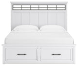 Ashbryn White/Natural King Panel Storage Bedroom Set with Dresser, Mirror and Nightstand - Ornate Home