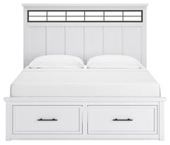 Ashbryn White/Natural King Panel Storage Bedroom Set with Dresser, Mirror and Nightstand - Ornate Home