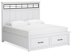 Ashbryn White/Natural King Panel Storage Bedroom Set with Dresser, Mirror and Nightstand - Ornate Home